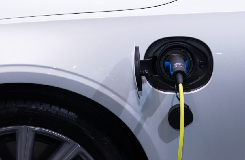 an electric car charging up