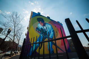 Image of the James Brown mural