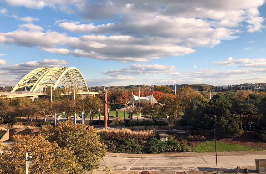 view of the sky and a bridge in Cincinnati
