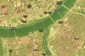 overhead map view of the Ohio River