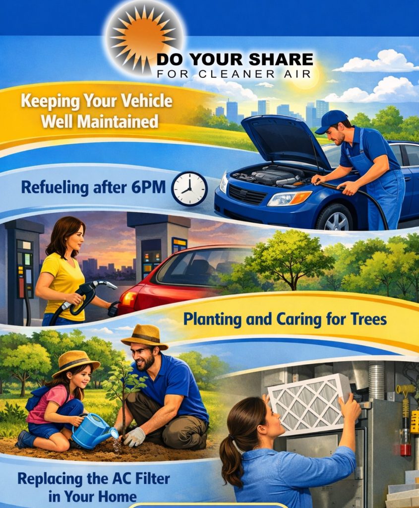 an image with tips on how to do your share for cleaner air